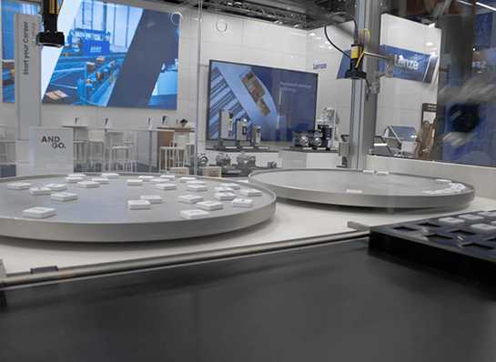 Rundtisch Anwendung zur Darstellung von Positionier- und Synchronaufgaben