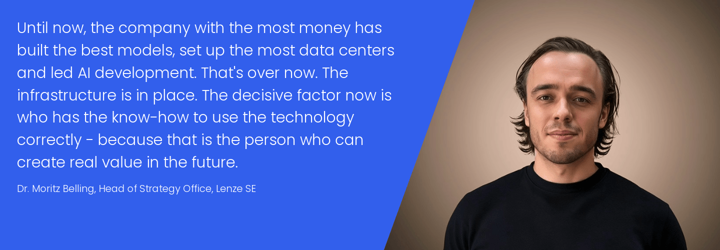 Quote from Moritz Belling on the topic of AI in industry
