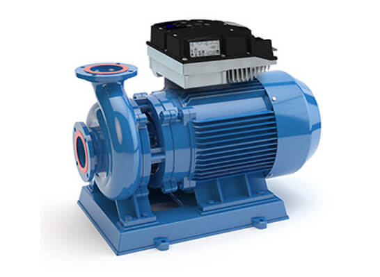 Elektrische Kreiselpumpe mit integriertem Frequenzumrichter zur Regelung des Volumenstroms in industriellen Kälteanlagen.