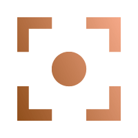 Vier rechte Winkel, die ein Quadrat ergeben, in der Mitte ein Kreis