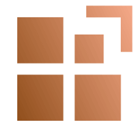 Oben und unten links und unten rechts drei gleich große Quadrate, oben rechts ein kleineres Quadrat, was rechts oben von einem rechten Winkel umgeben ist