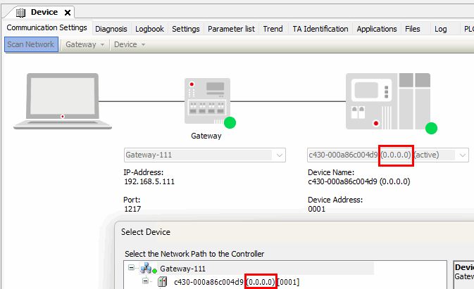 L-6190 - PLCD connection over c430 switch (set to ETH) is displayed as 0.0.0.0.jpg